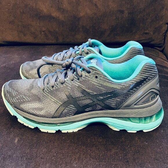 Asics GEL-Nimbus 19 Lite-Show T7C8N-9590 Women's 7.5 Running Dark Grey/Green - Picture 3 of 8